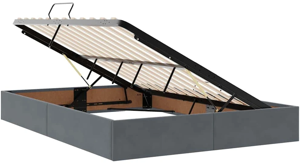 LED saugojimo lova su čiužiniu Tamsiai pilka 140 x 200 cm