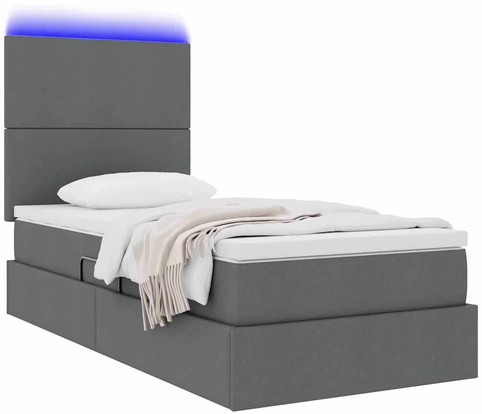 LED saugojimo lova su čiužiniu Tamsiai pilka 90 x 200 cm