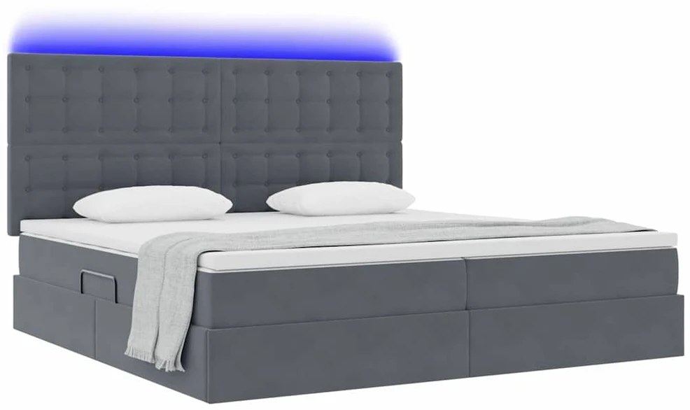LED saugojimo lova su čiužiniu Tamsiai pilka 200 x 200 cm