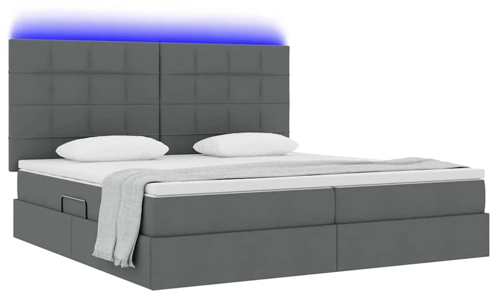 LED saugojimo lova su čiužiniu Tamsiai pilka 200 x 200 cm