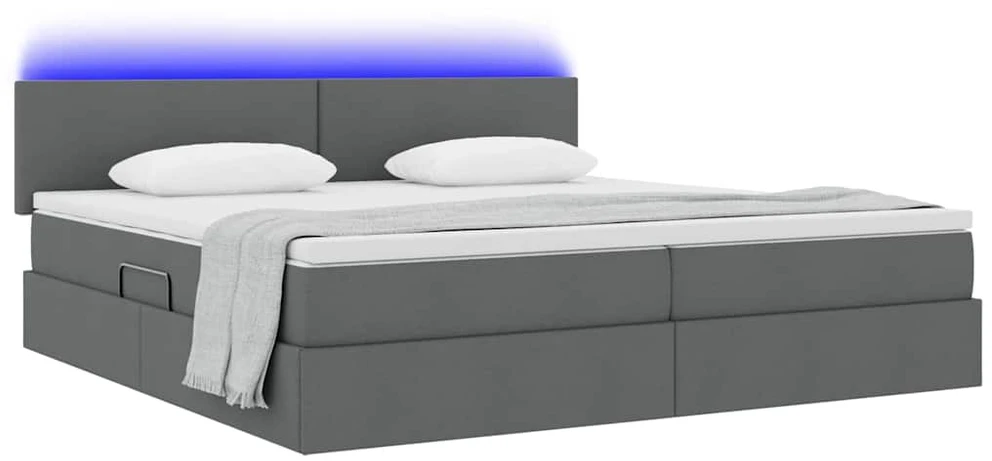 LED saugojimo lova su čiužiniu Tamsiai pilka 200 x 200 cm