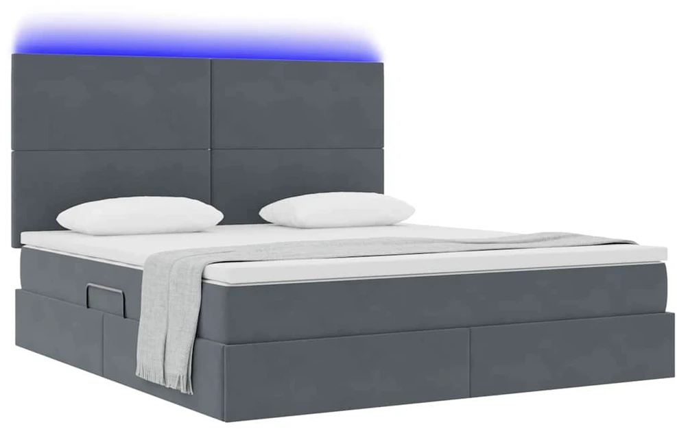 LED saugojimo lova su čiužiniu Tamsiai pilka 180 x 200 cm