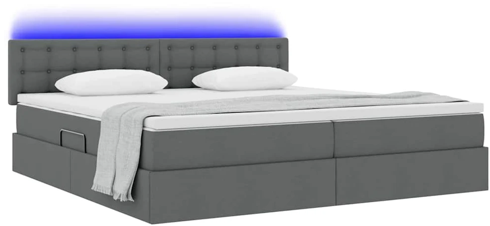 LED saugojimo lova su čiužiniu Tamsiai pilka 200 x 200 cm