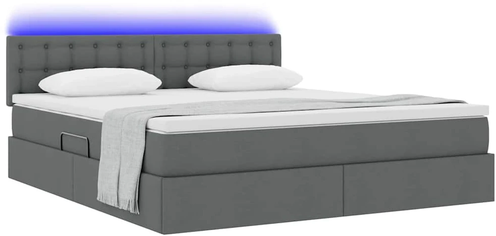 LED saugojimo lova su čiužiniu Tamsiai pilka 180 x 200 cm