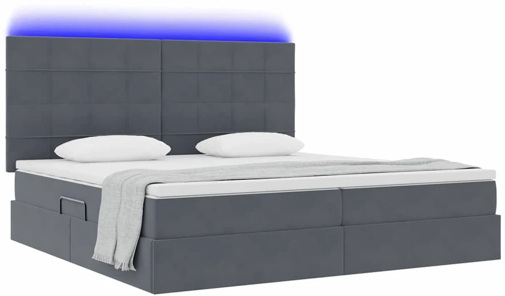 LED saugojimo lova su čiužiniu Tamsiai pilka 200 x 200 cm