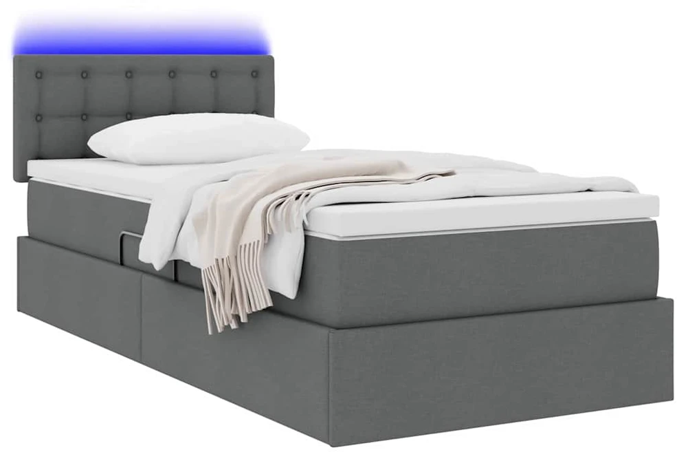 LED saugojimo lova su čiužiniu Tamsiai pilka 90 x 190 cm