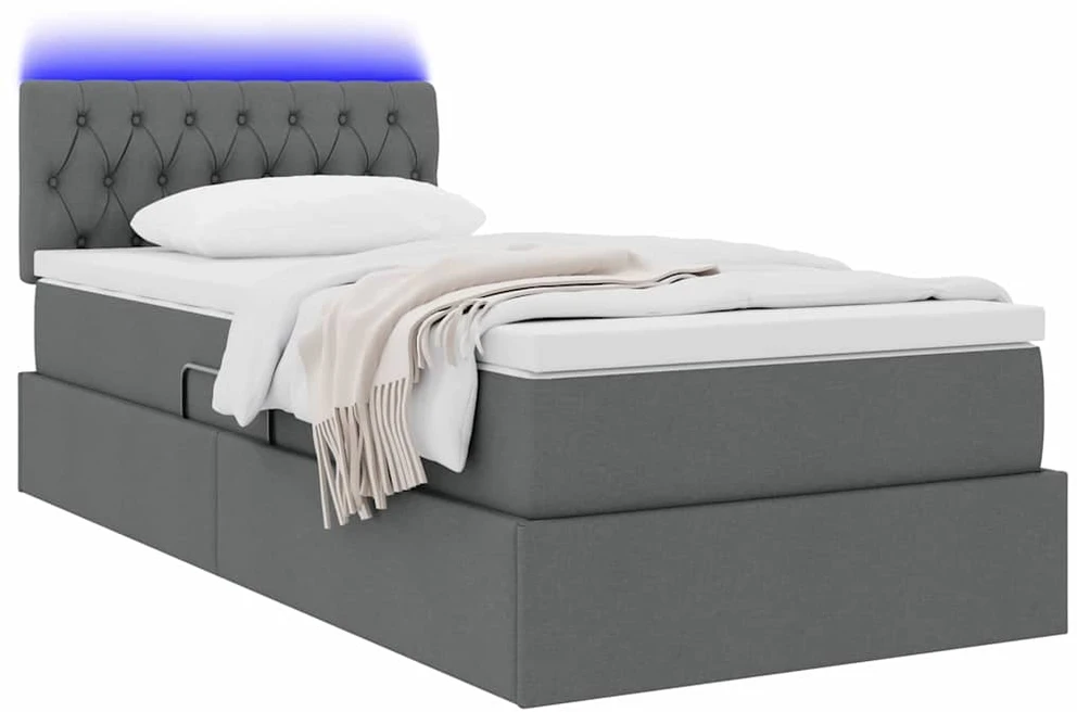 LED saugojimo lova su čiužiniu Tamsiai pilka 90 x 200 cm
