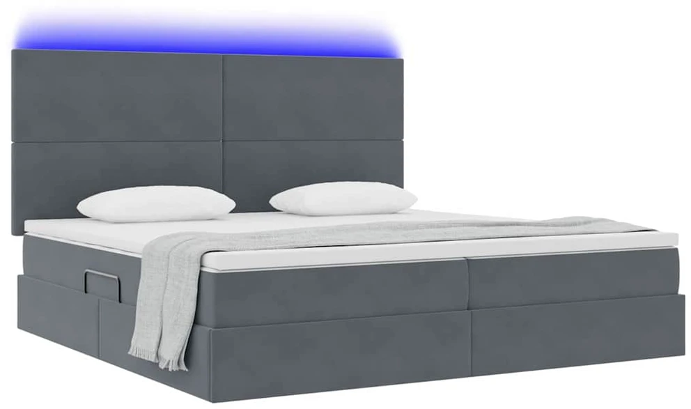 LED saugojimo lova su čiužiniu Tamsiai pilka 200 x 200 cm
