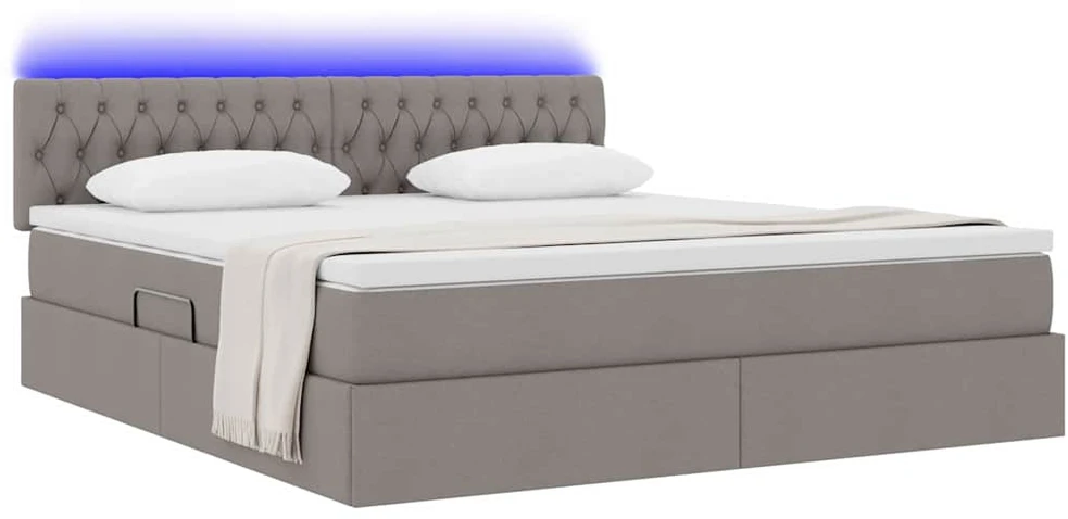 LED saugojimo lova su čiužiniu Taupe 160 x 200 cm Audinys