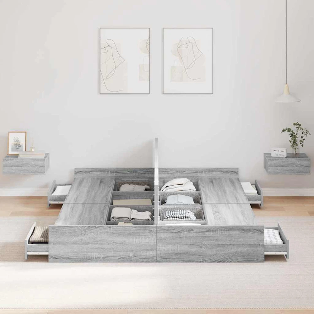 Lova su daiktų laikymo vieta Pilkas Sonoma 140 x 190 cm