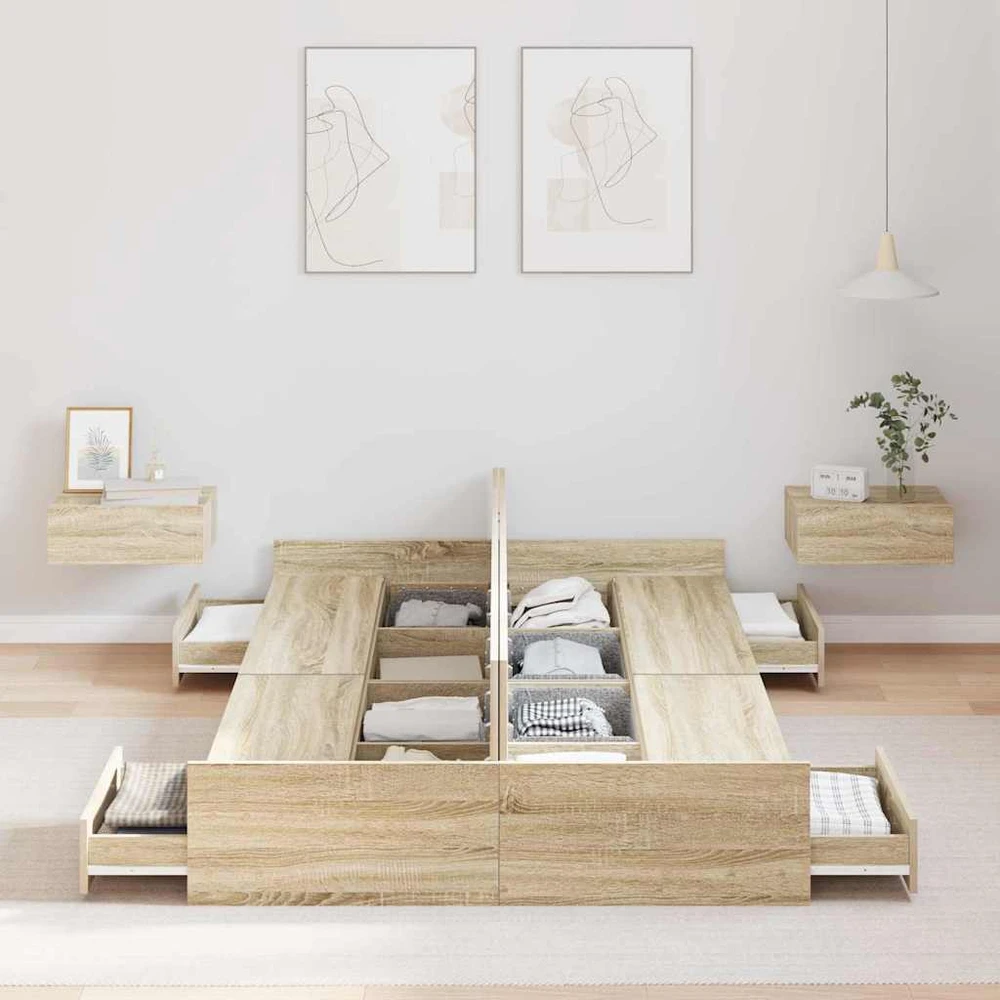 Lova su daiktų laikymo vieta Sonoma ąžuolas 120 x 200 cm