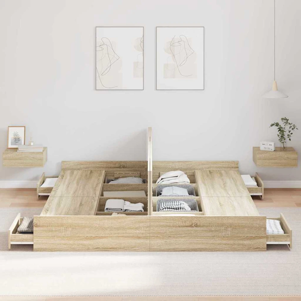 Lova su daiktų laikymo vieta Sonoma ąžuolas 200 x 200 cm