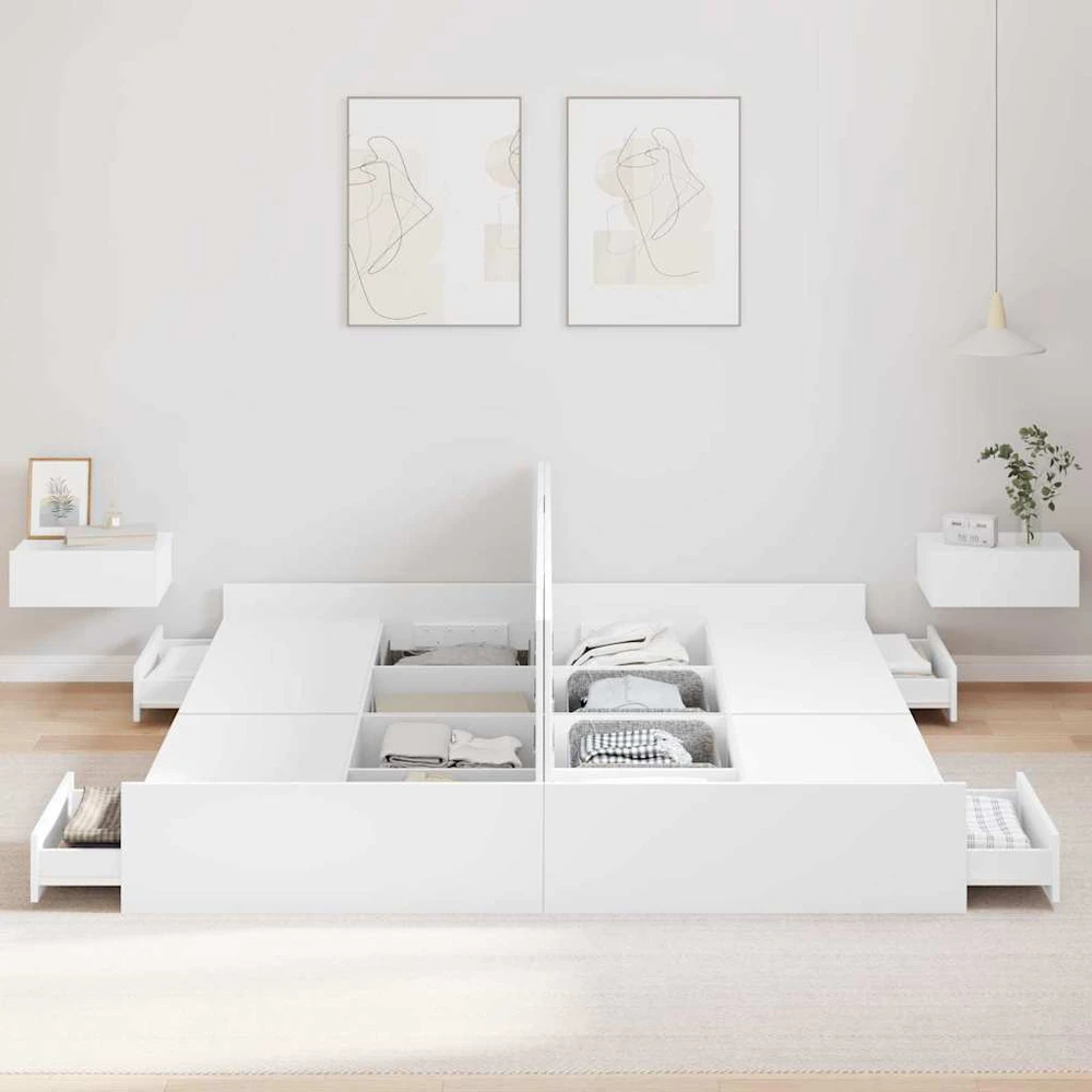 Lova su daiktų laikymo vieta su stalčių Balta 180 x 200 cm