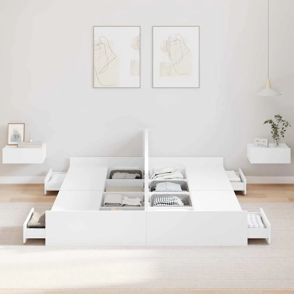 Lova su daiktų laikymo vieta su stalčių Balta 140 x 200 cm