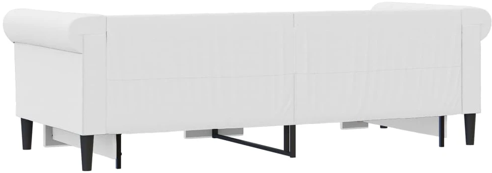 Lova su ištraukiama dalimi, balta, 90x200cm, dirbtinė oda