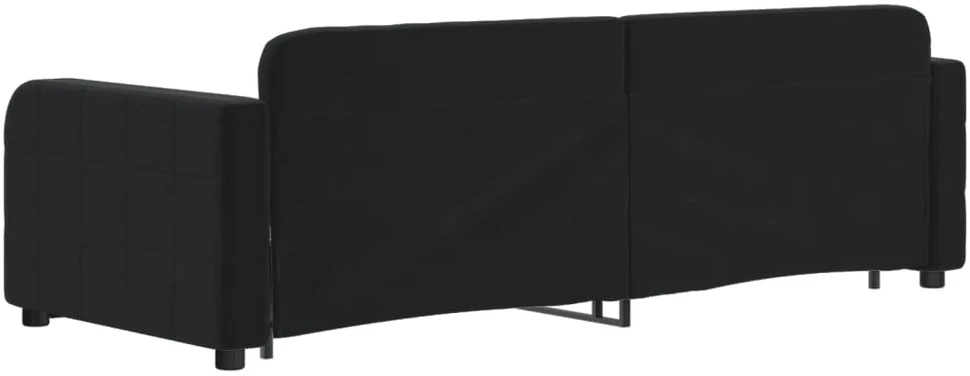 Lova su ištraukiama dalimi, juodos spalvos, 80x200cm, aksomas
