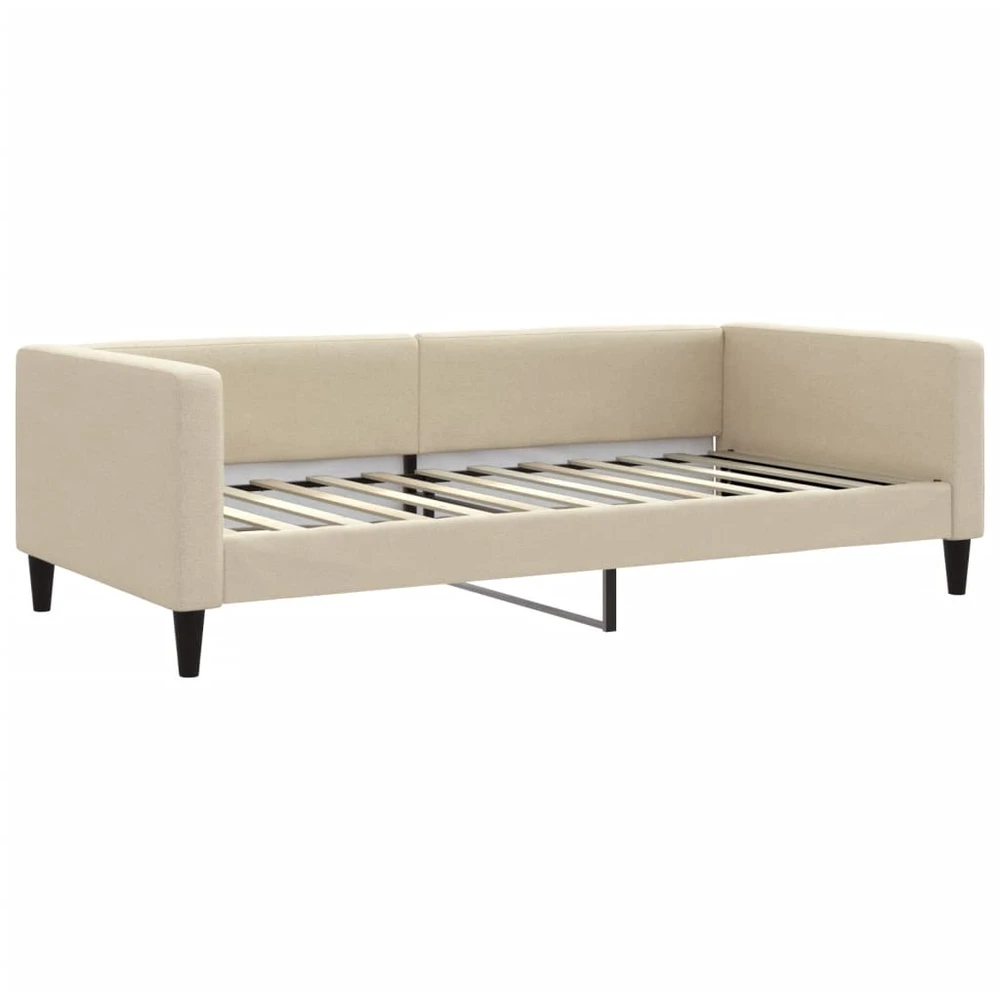 Lova su ištraukiama dalimi, kreminė, 100x200cm, audinys
