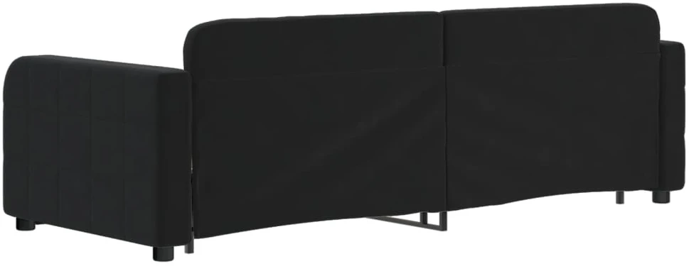 Lova su ištraukiama dalimi/stalčiais, juoda, 80x200cm, aksomas