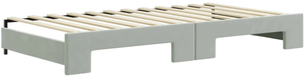 Lova su ištraukiama dalimi/stalčiais, pilka, 100x200cm, aksomas
