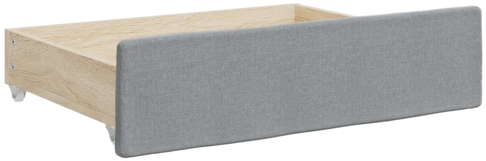 Lova su ištraukiama dalimi/stalčiais, pilka, 100x200cm, audinys