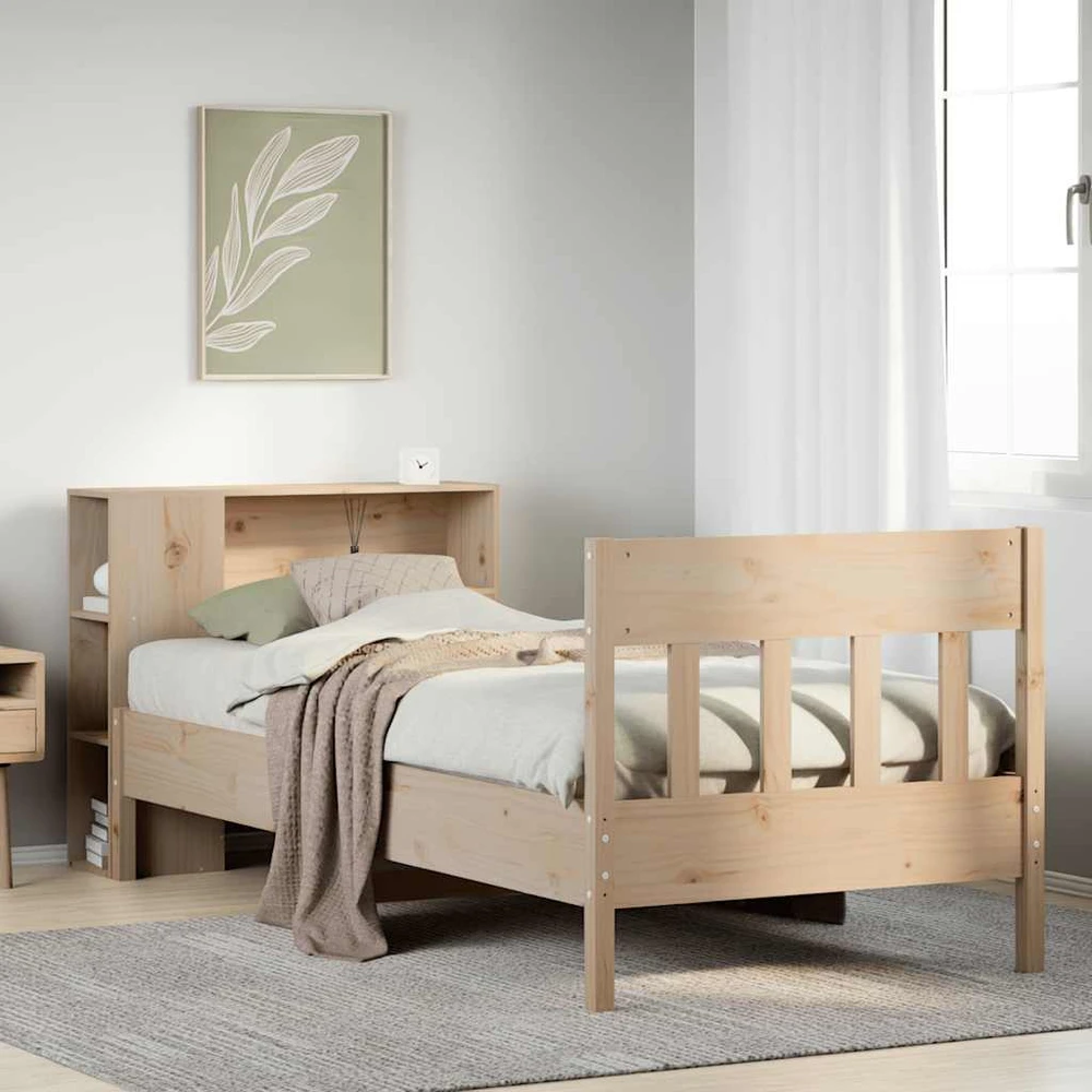 Lova su knygų spinta be čiužinio, 75x190cm, pušies masyvas