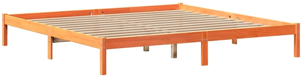 Lova su knygų spinta be čiužinio, ruda, 200x200cm, pušis