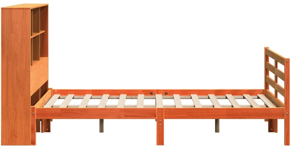 Lova su knygų spinta be čiužinio, rudas, 150x200cm, pušis