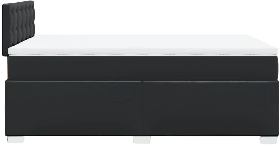 Lova su spyruoklėmis/čiužiniu, juoda, 120x200cm, dirbtinė oda