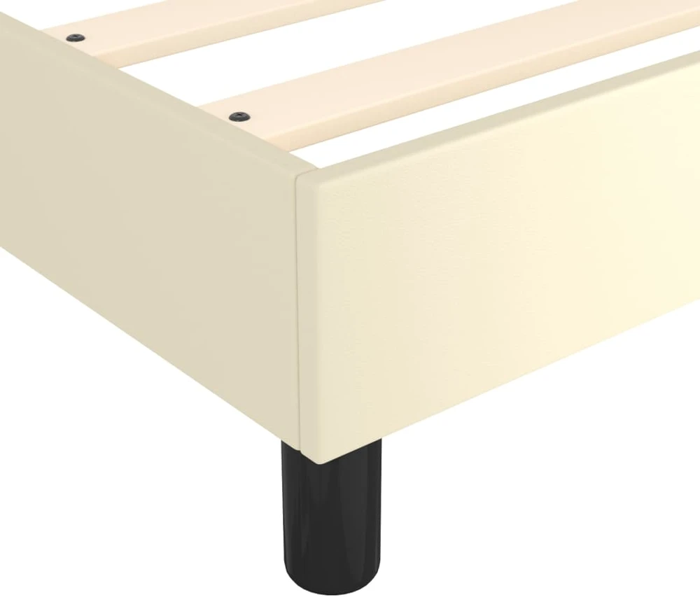 Lova su spyruoklėmis/čiužiniu, kreminė, 80x200cm, dirbtinė oda