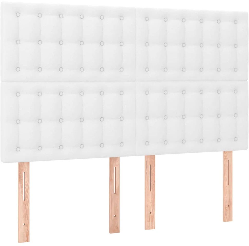 Lova su spyruoklėmis/čiužiniu/LED, balta 140x190cm dirbtinė oda