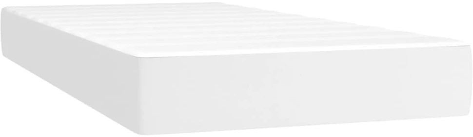 Lova su spyruoklėmis/čiužiniu/LED, balta 100x200cm dirbtinė oda