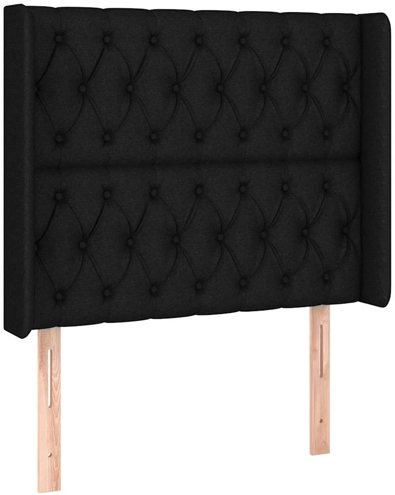 Lova su spyruoklėmis/čiužiniu/LED, juoda, 90x190 cm, audinys