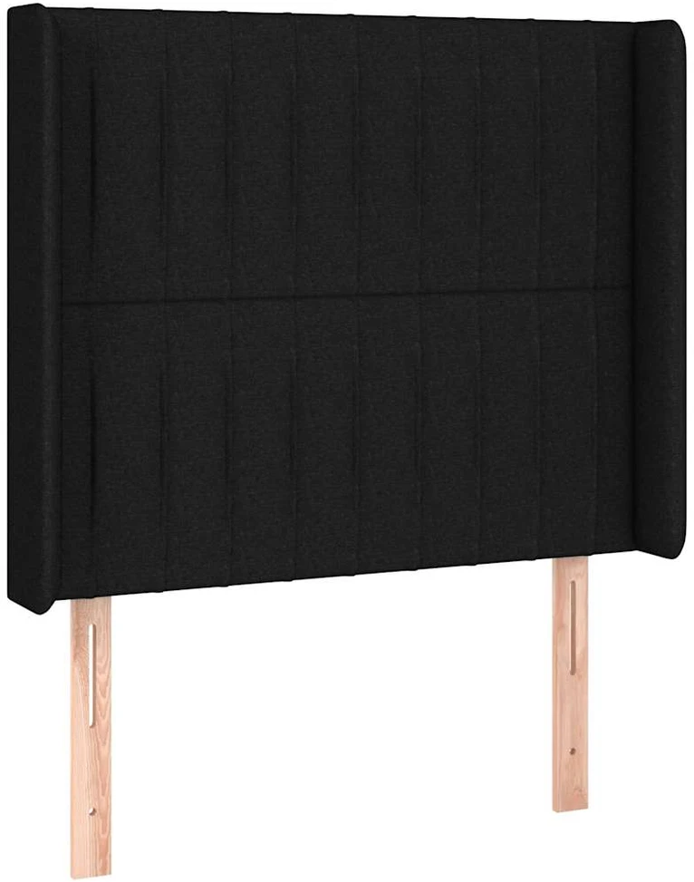 Lova su spyruoklėmis/čiužiniu/LED, juoda, 80x200cm, audinys