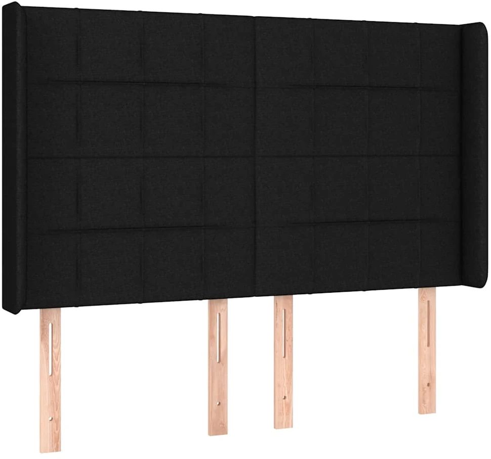 Lova su spyruoklėmis/čiužiniu/LED, juoda, 140x190 cm, audinys