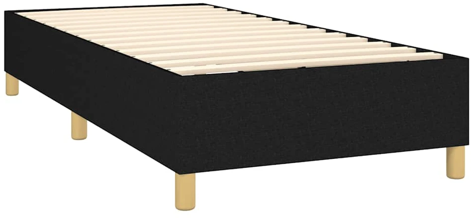 Lova su spyruoklėmis/čiužiniu/LED, juoda, 80x200cm, audinys