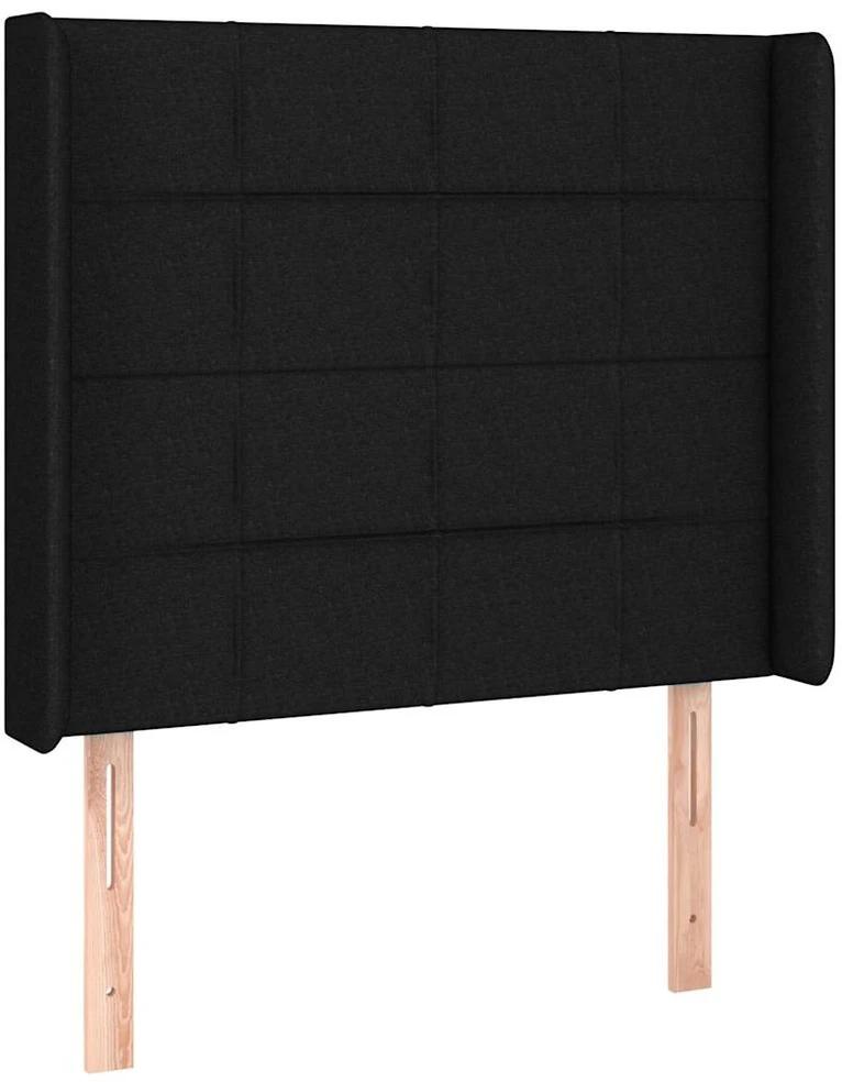 Lova su spyruoklėmis/čiužiniu/LED, juoda, 90x190 cm, audinys