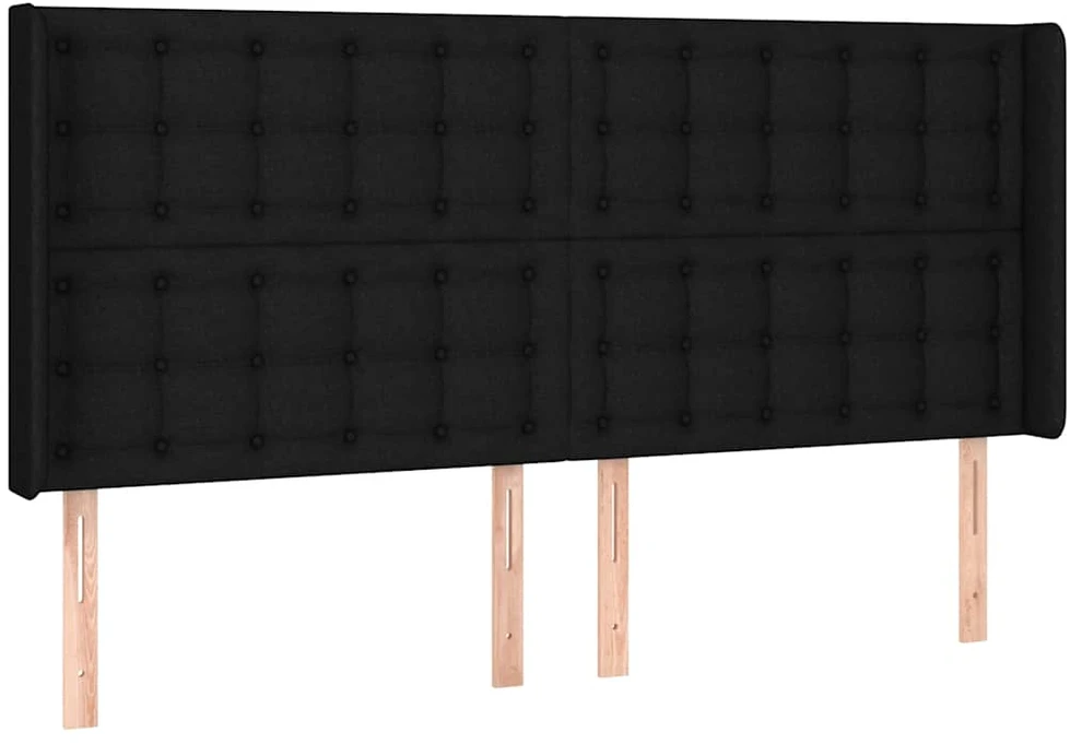 Lova su spyruoklėmis/čiužiniu/LED, juoda, 180x200 cm, audinys