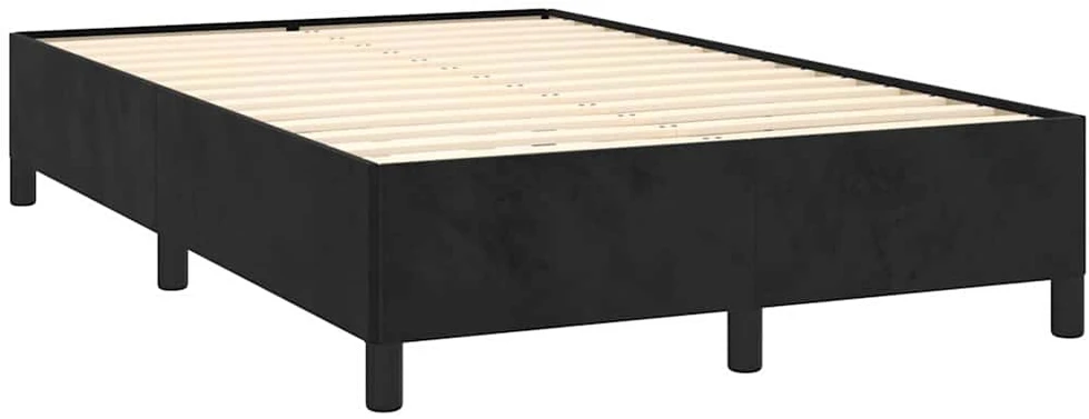 Lova su spyruoklėmis/čiužiniu/LED, juoda, 120x190cm, aksomas