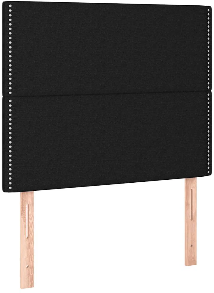 Lova su spyruoklėmis/čiužiniu/LED, juoda, 90x190 cm, audinys