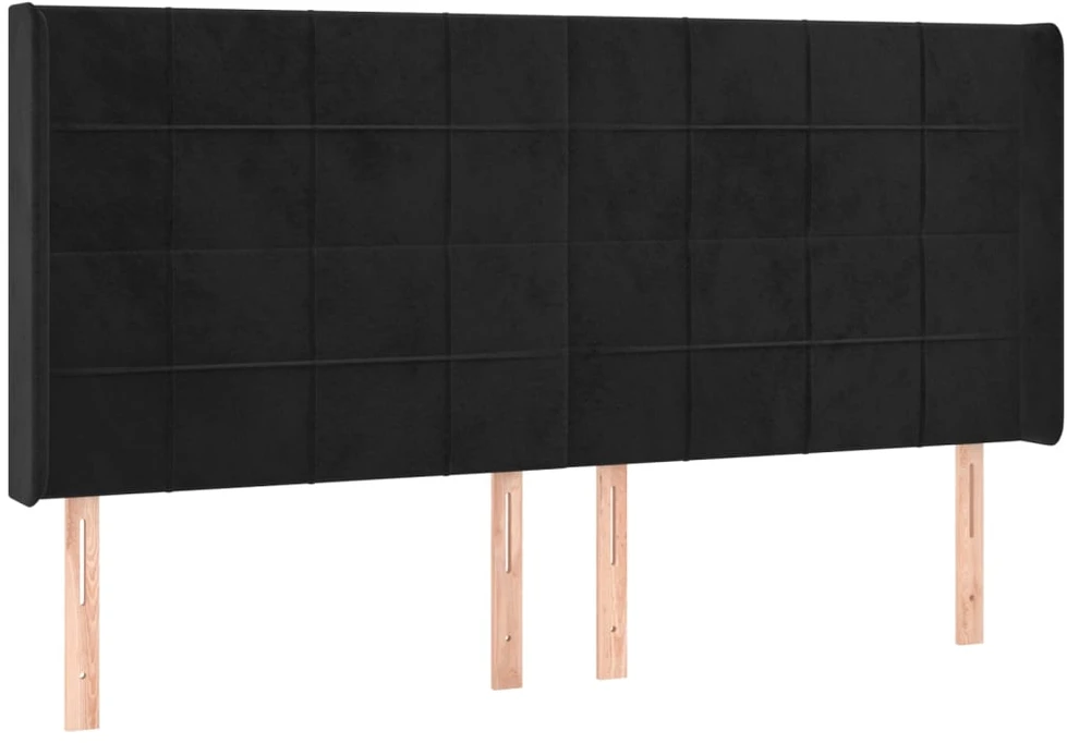 Lova su spyruoklėmis/čiužiniu/LED, juoda, 160x200cm, aksomas