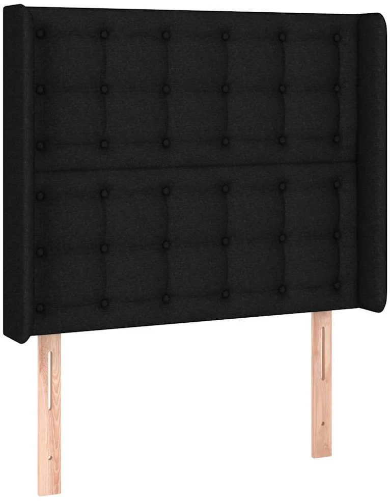 Lova su spyruoklėmis/čiužiniu/LED, juoda, 90x190 cm, audinys