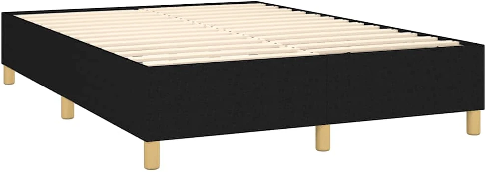 Lova su spyruoklėmis/čiužiniu/LED, juoda, 140x190 cm, audinys