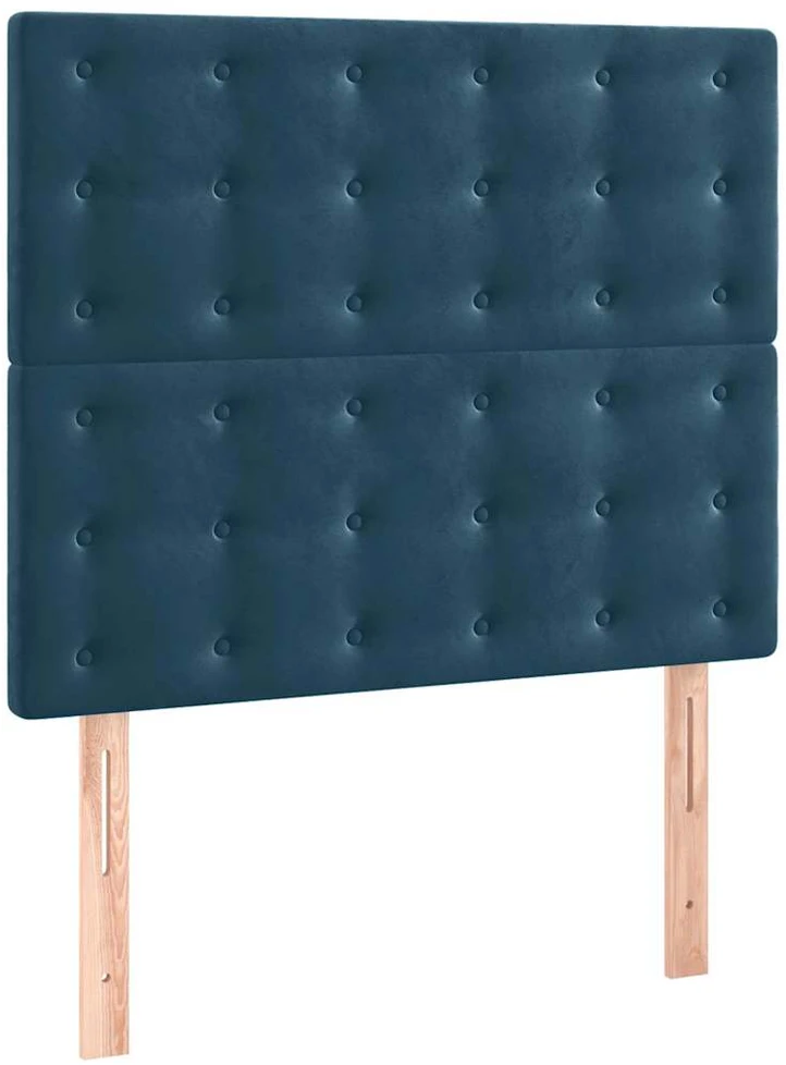 Lova su spyruoklėmis/čiužiniu/LED, mėlyna, 90x190cm, aksomas
