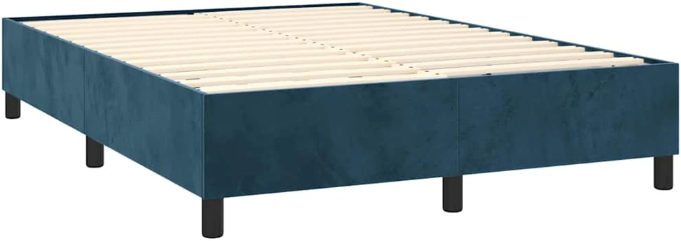 Lova su spyruoklėmis/čiužiniu/LED, mėlyna, 140x200cm, aksomas