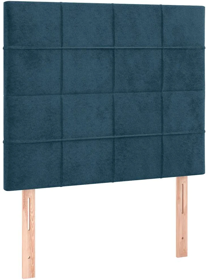 Lova su spyruoklėmis/čiužiniu/LED, mėlyna, 100x200cm, aksomas