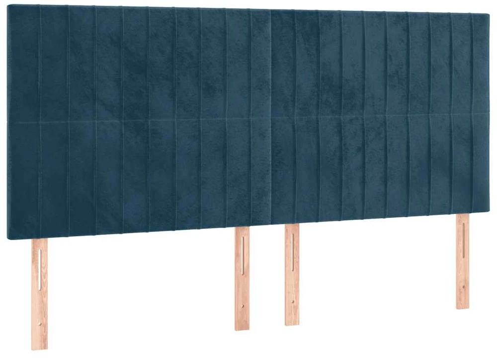 Lova su spyruoklėmis/čiužiniu/LED, mėlyna, 200x200cm, aksomas