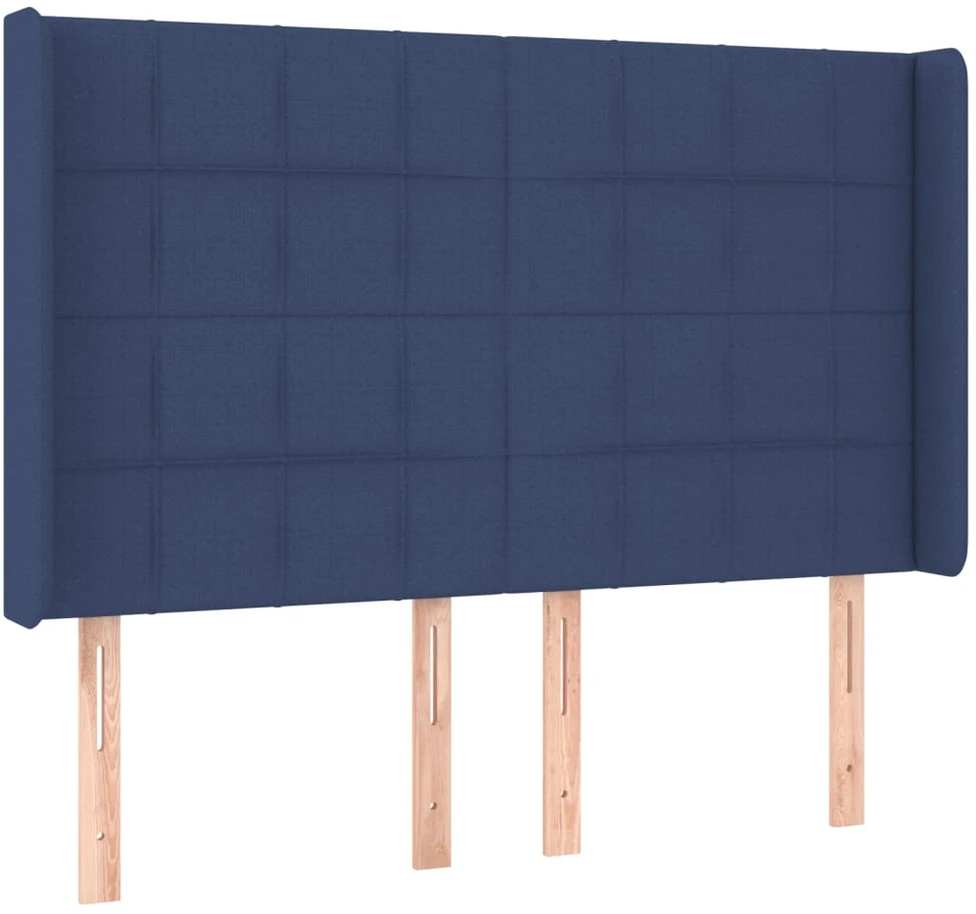 Lova su spyruoklėmis/čiužiniu/LED, mėlyna, 140x200 cm, audinys