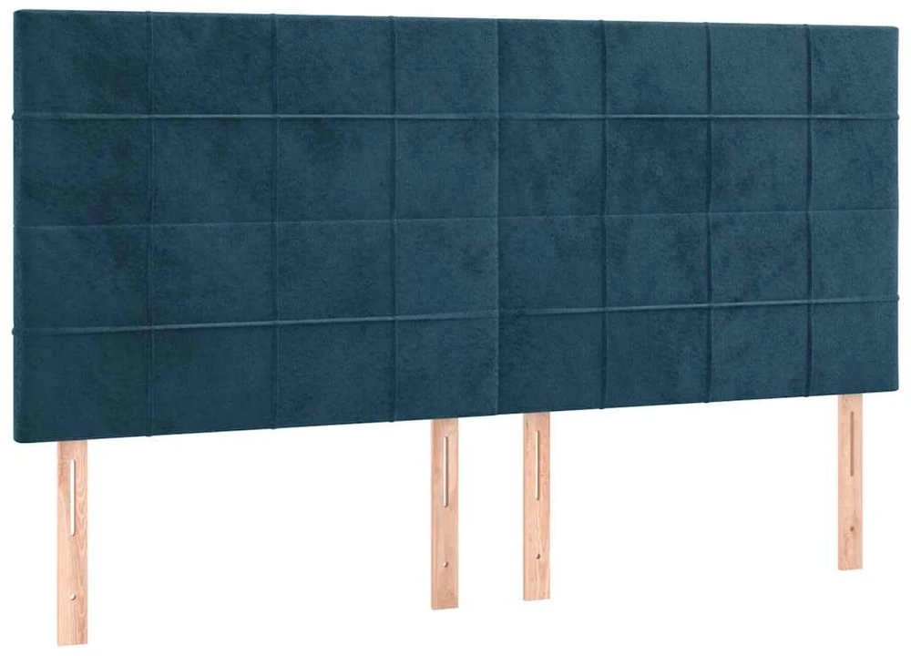 Lova su spyruoklėmis/čiužiniu/LED, mėlyna, 160x200cm, aksomas