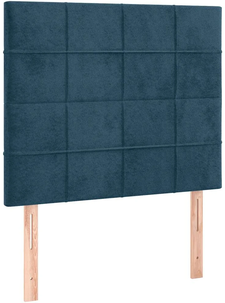 Lova su spyruoklėmis/čiužiniu/LED, mėlyna, 90x200cm, aksomas