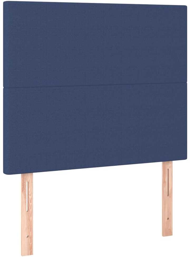 Lova su spyruoklėmis/čiužiniu/LED, mėlyna, 100x200 cm, audinys